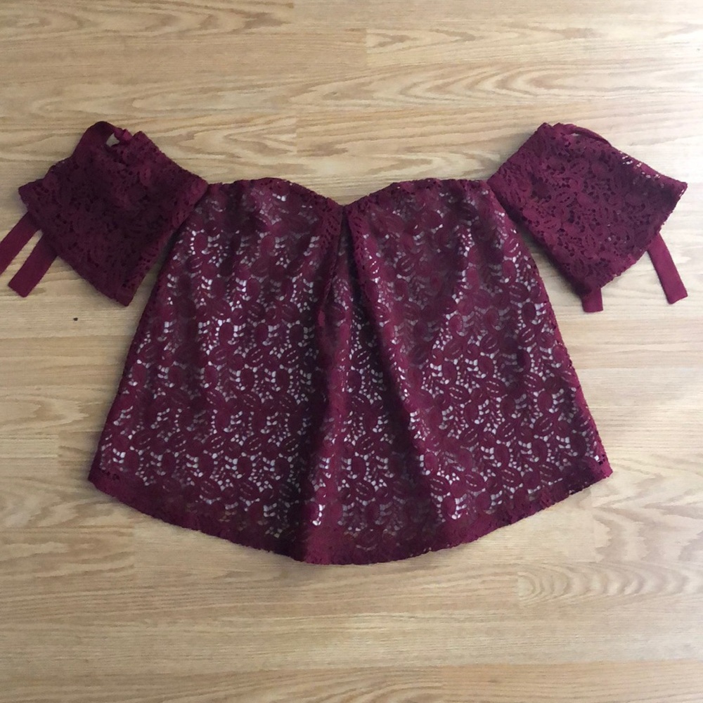 Moon River/Nasty Gal Off-The-Shoulder Crochet Top